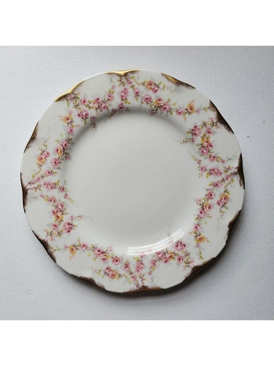 Vintage Theodore Haviland New York White Floral Gold-Trim Porcelain Dinner Plate