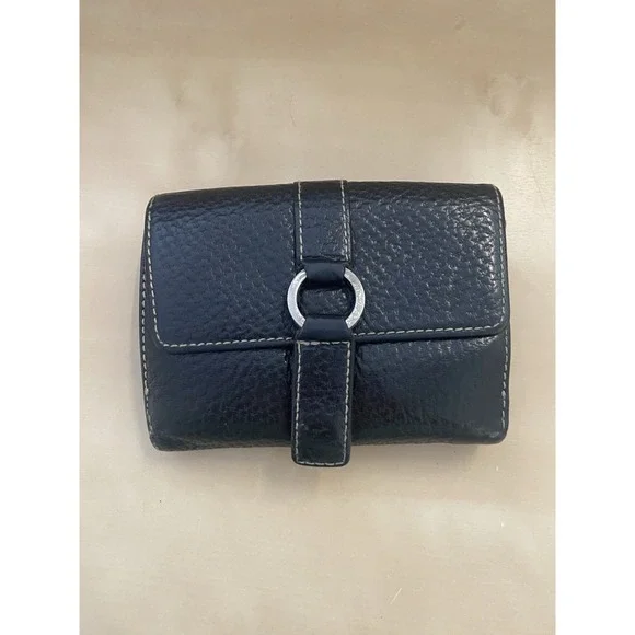 VTG Kate Spade Pebbled Leather Compact Wallet Bifold Black