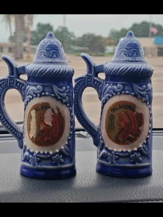 Vintage Beer Stein Salt and Pepper Shakers Oklahoma