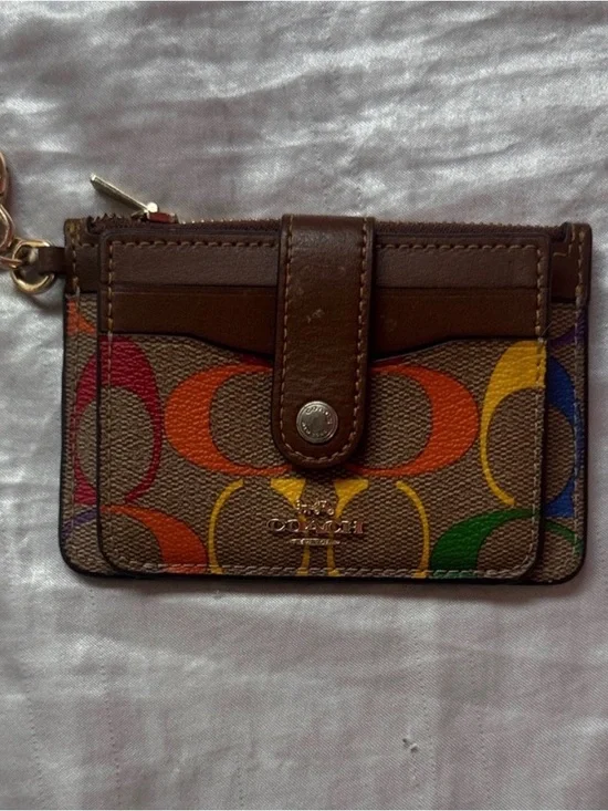 Coach Brown Rainbow Accent Card Case