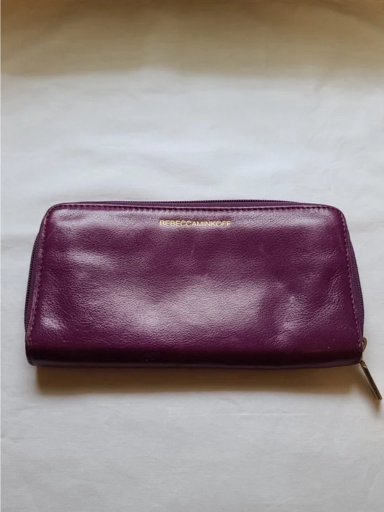 Rebecca Minkoff Deep Plum Leather Zip Wallet