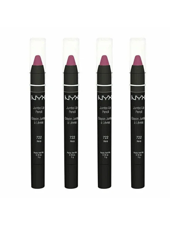 Lot of 4: New NYX Jumbo Lip Liner Pencil Lipstick in 722 Hera (Sealed 4-Pack)