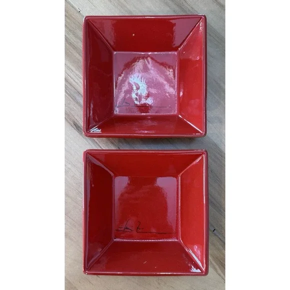 Set Of 2 Mamma Ro Italy Red Square 7