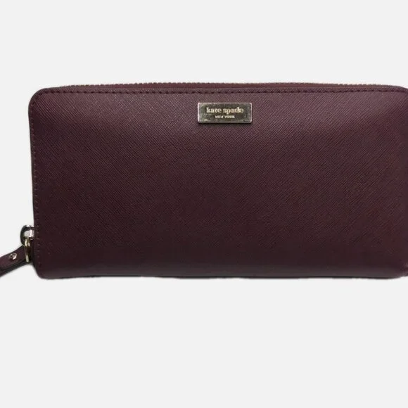 Kate Spade Neda Laurel Leather Zip-Around Wallet Mulled Wine WLRU2669