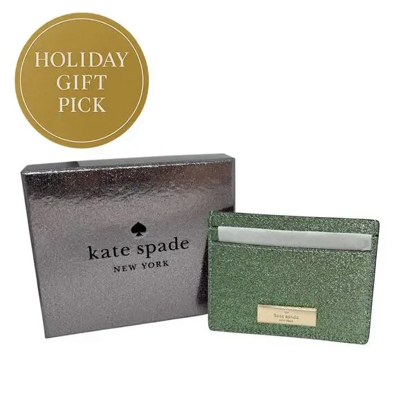 Kate Spade Glitter Wallet Seafoam Green NWT | Perfect Holiday Gift | $99 MSRP