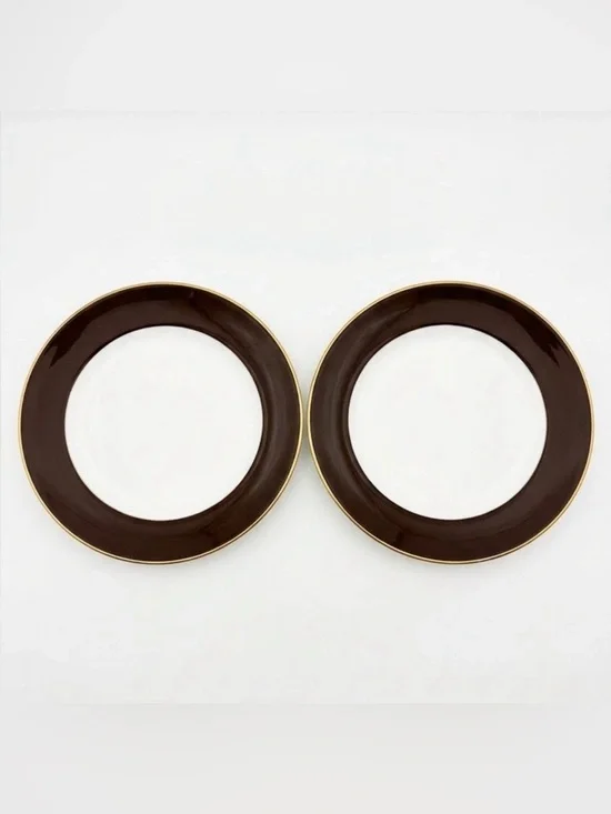 NWOT Lenox x Kate Spade Set of 2 Brown and Gold Rim Dinner Plates