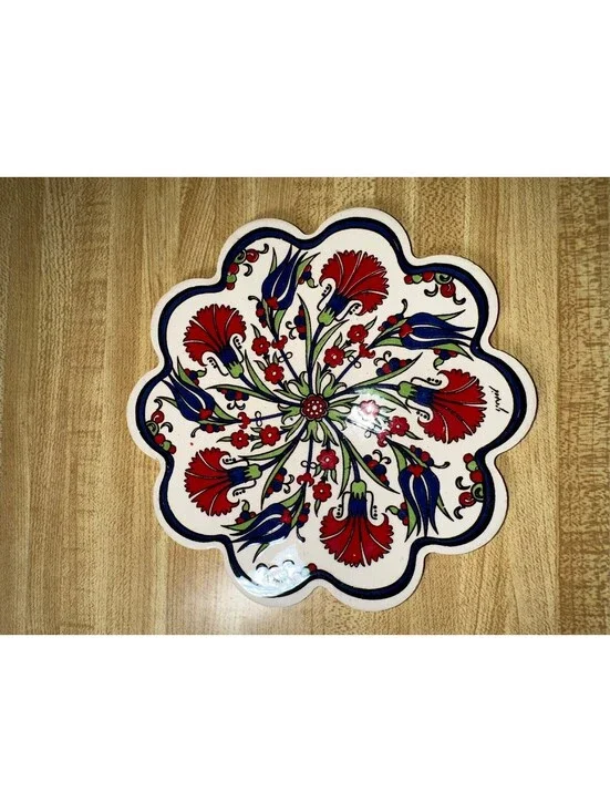 Turkish Handmade Ceramic Floral Trivet Home Decor