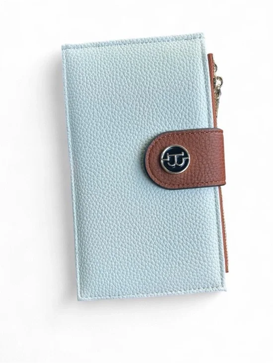 JJ Light Blue and Brown Leather Wallet