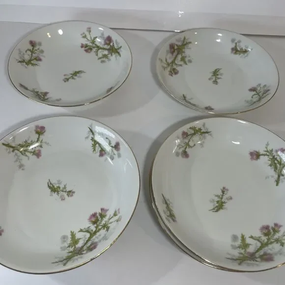Set Of 6 Limoges Pink Thistle 7 1/2” Salad Plates