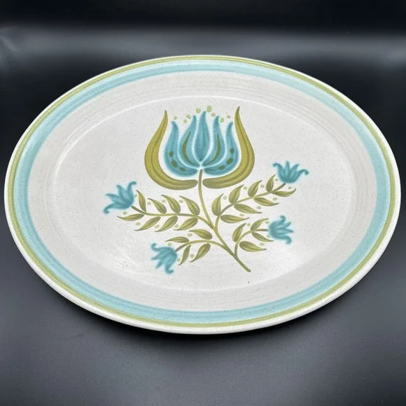 Franciscan‎ Tulip Time Serving Platter Vintage 60s Plate Earthenware Oval MCM