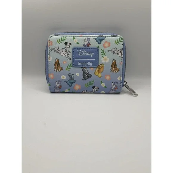 Loungefly Disney Dogs Zip Around Wallet Lady Tramp 101 Dalmatians Faux Leather