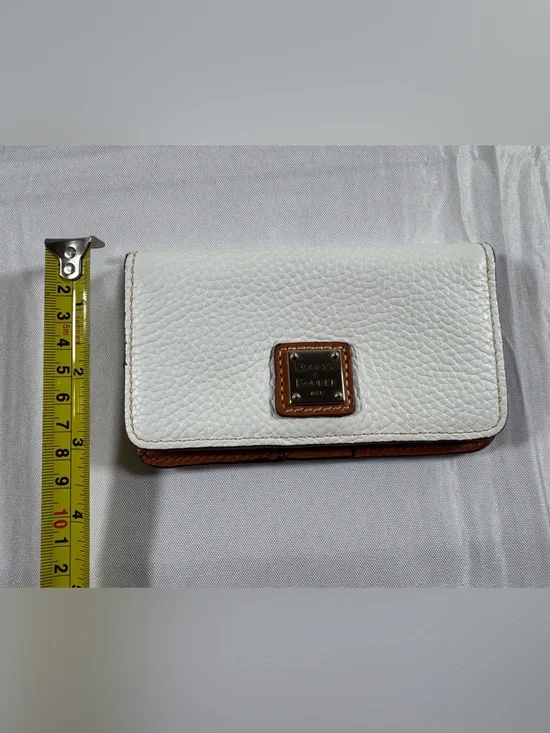 Dooney & Bourke White Pebbled Leather Wallet with Tan Trim