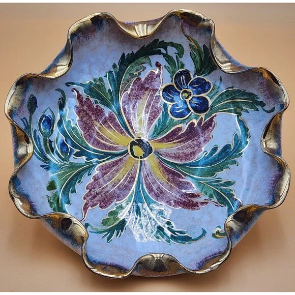 Vintage Handpainted Italian Numbered (3/442) Scalloped Dish