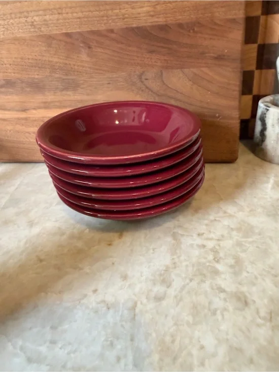 Fiesta fruit /dessert/sauce bowls x6 Maroon red Cinnabar RETIRED