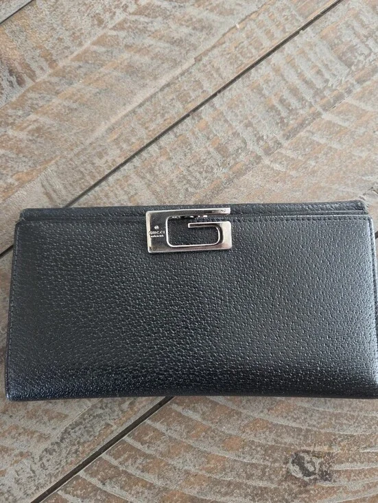 Vintage Gucci by Tom Ford Era Black leather long wallet