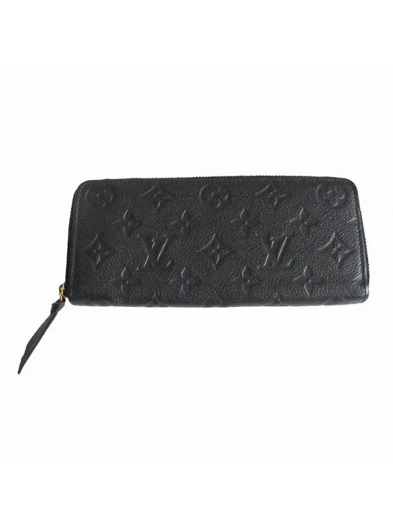 Louis Vuitton Wallet Monogram Empreinte Portefeuille Clemence Zip Around Black