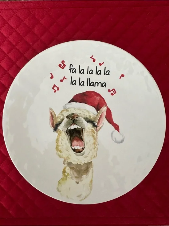 Pier 1 Imports Fa La La La La Llama Christmas Salad Plate NWOT