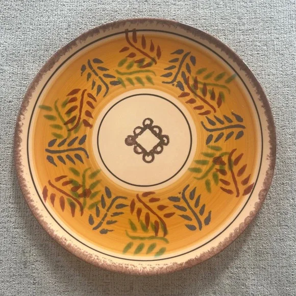 Luneville France Hand Painted Yellow Leaf Ceramic Dinner Plate 10 Inch