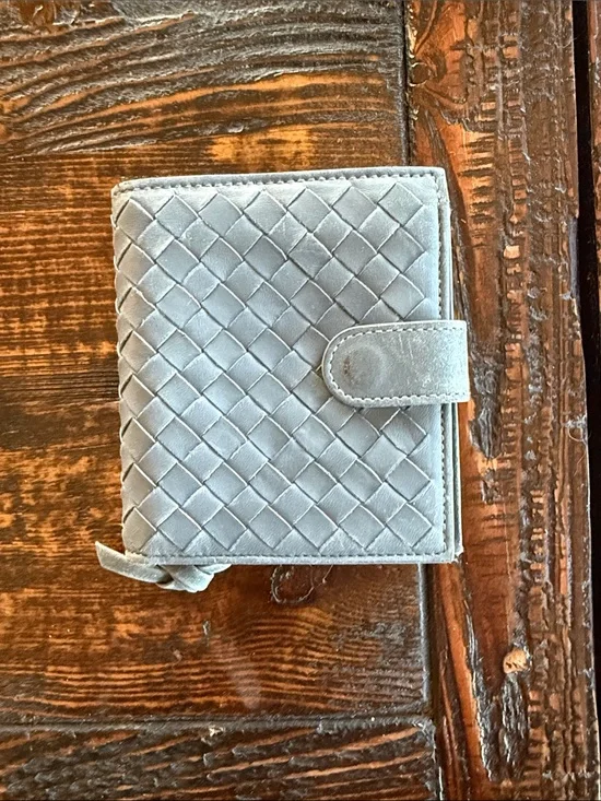 Bottega Veneta Slate Blue Leather Wallet