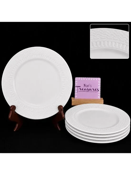 Livingquarters LIQ10 White Embossed Basketweave Lines 7.75