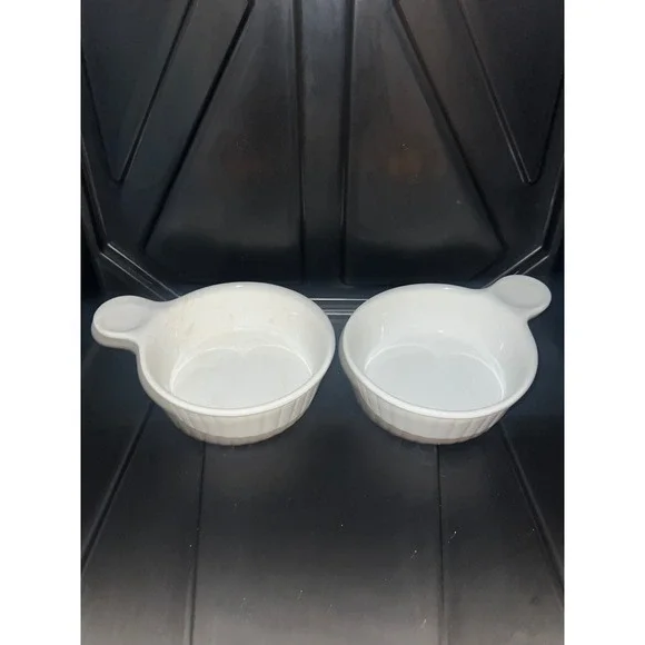 Westland White Ceramic Onion Soup Bowls Single Handle Japan Set of 2 Ramekins