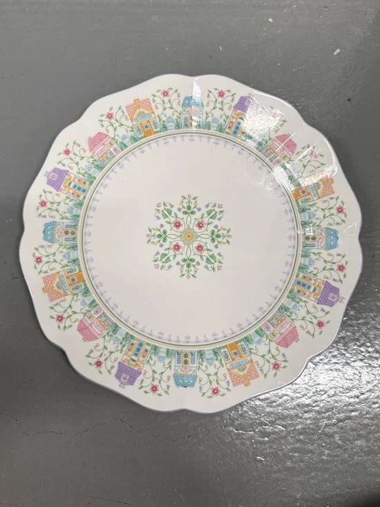 Vintage The Lenox Spice Village Cake Plate Platter 1993 Fine Porcelain Mint RARE