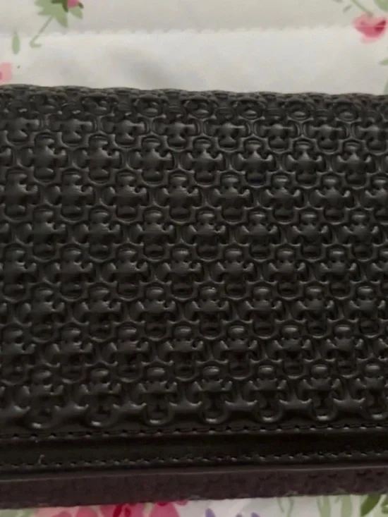 Carolina Herrera Black Embossed Leather Wallet
