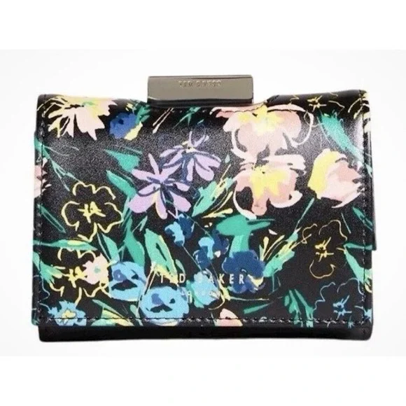 Ted Baker Marjeli Flirty Floral Tri-Fold Fashion Leather Purse Wallet Coin Pouch
