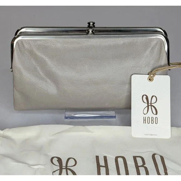 Hobo Lauren Double-Frame Leather Vintage Style Wallet - Driftwood, NWT