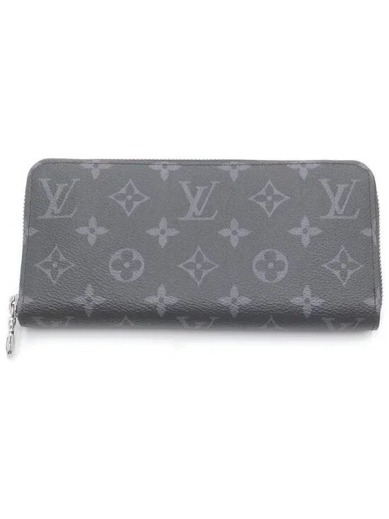 Louis Vuitton Monogram Eclipse Zippy Wallet Horizontal Black Leather