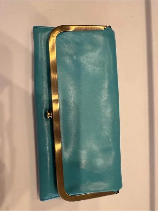 HOBO Turquoise Clutch Wallet with Gold-Tone Frame