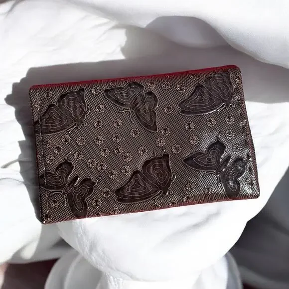 Brown Butterfly Retro Small NEW Card Wallet ID Card Holder Never Used Deadstock