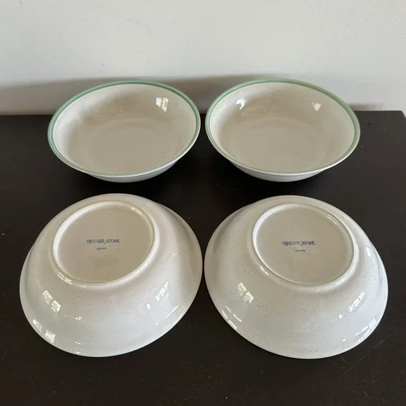 4 International Sliver Heather Stone Laurel Floral Cereal Dinner Bowls Japan 8