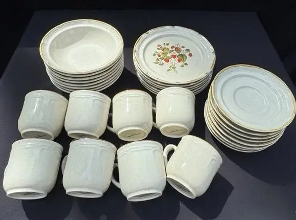 Vintage 1960’s Endura Collection LA FRAISE Strawberries Plate Bowl Saucer & Mugs