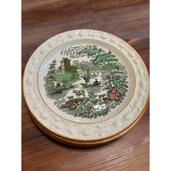 W Adams & Sons Italian Scenery Salad Plates Set of 4 English Transferware 9