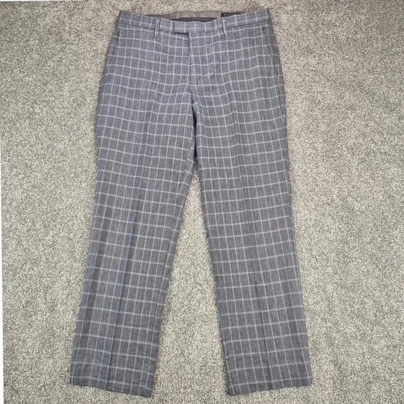 Banana Republic Linen Blend Dress Pants Mens 33x30 Gray Windowpane