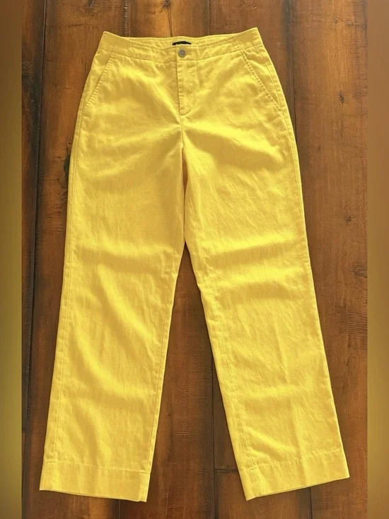 Banana Republic Bright Yellow Linen Straight-Leg Pants