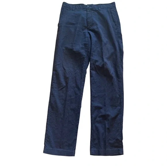 Banana Republic Mens Navy Blue Pinstripe Cotton Linen Pants 32x34 Straight Leg