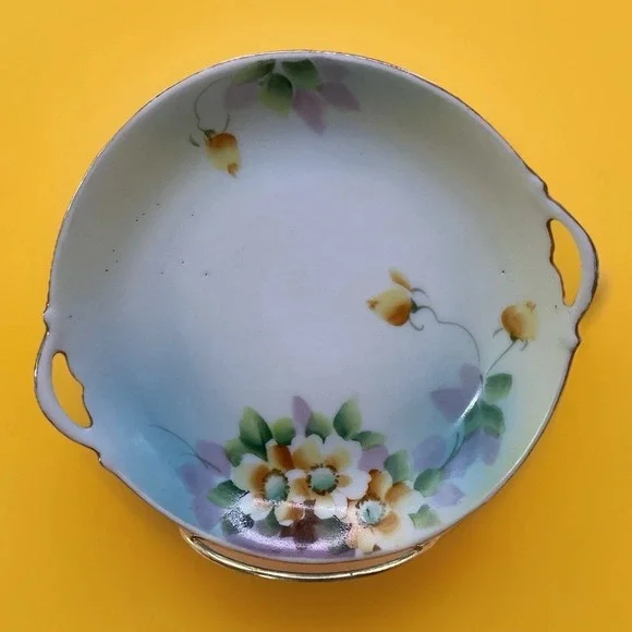 Vtg Noritake Floral Lemon Dish - Handpainted - Japan -‎ 5.5