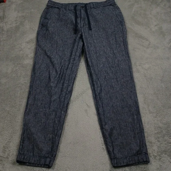 Banana Republic Pants Mens 36x28 Blue Linen Blend Jogger Drawstring Preppy