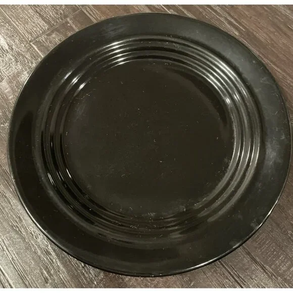 Bosco Ware BW Black Ribbed‎ Salad Plate Beehive 8.5 Inch Vintage