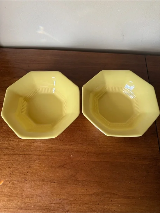 Independence Ironstone Japan Octagonal Serving Bowls - Yellow