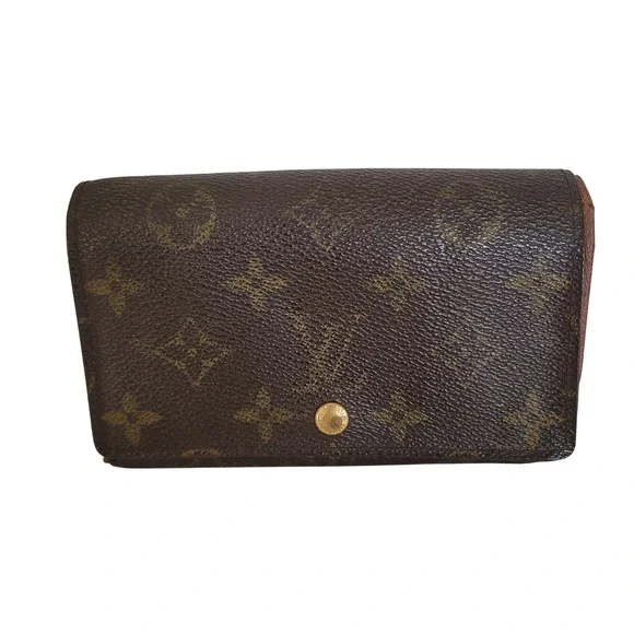 Louis Vuitton Monogram Canvas Bifold Wallet Brown Leather CA0928 Made in Spain