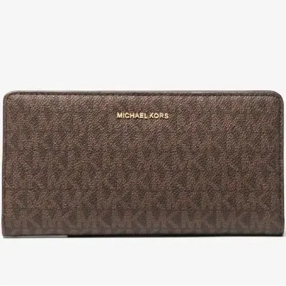 Michael Kors Brown Signature Zip-Around Continental Wallet