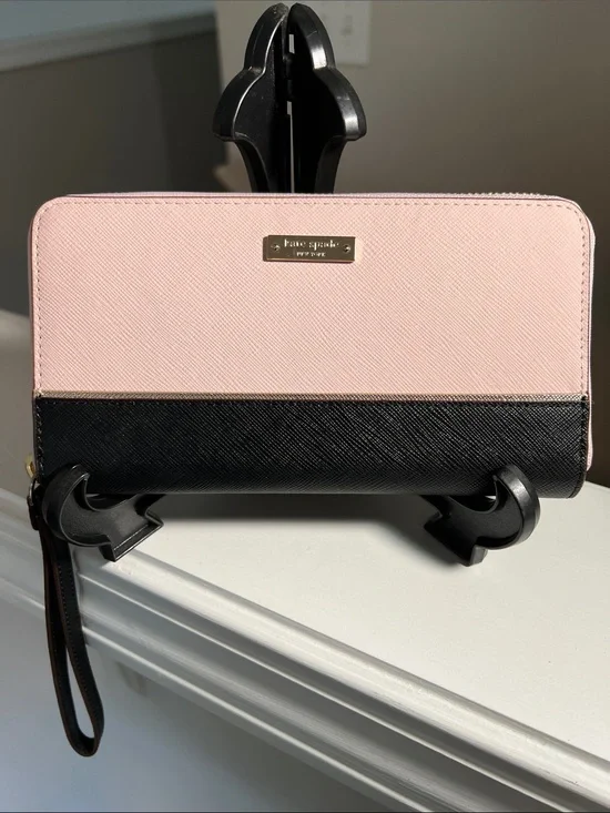 kate spade Two-Tone Pink and Black Zip Around Wristlet Wallet