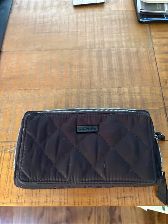 Vera Bradley Black Quilted Zip-Around Wallet