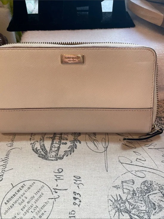 kate spade Light Beige and Taupe  Zip-Around Wallet