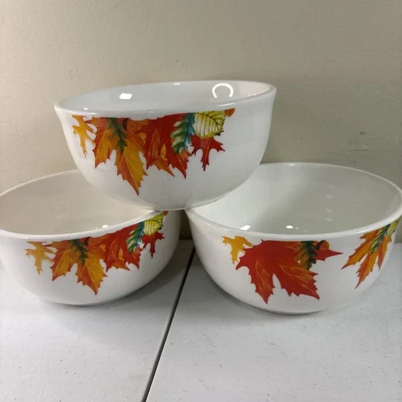 Royal Norfolk Autumn Leaves Soup Cereal Bowls 6