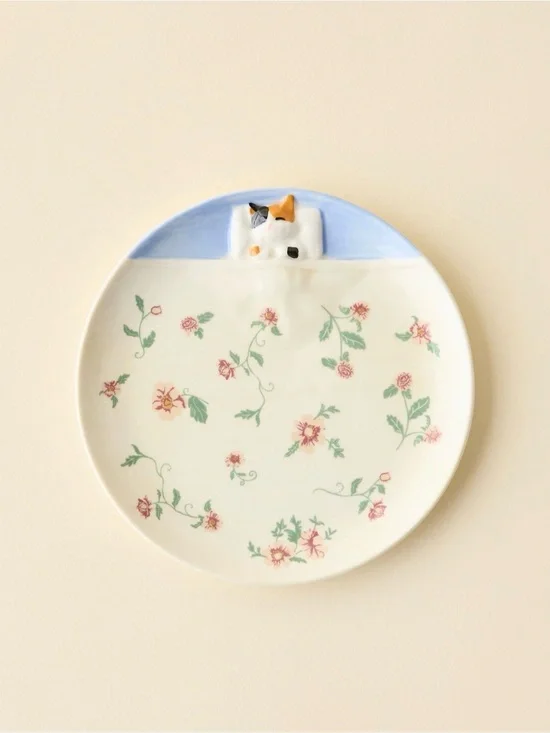 Urban Outfitters UO HOME Lana Patterned Floral Stoneware Dessert Plate NEW NWT