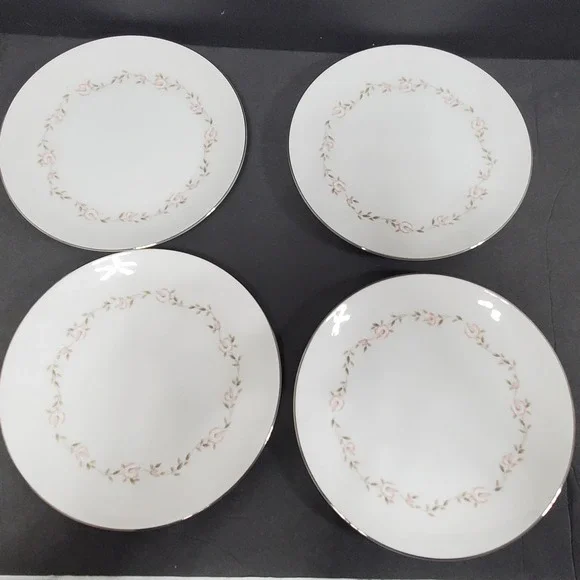 Noritake‎ Harley 6420 Salad Plates Set of 4 Pink Floral Gold Trim Japan 8.25 in